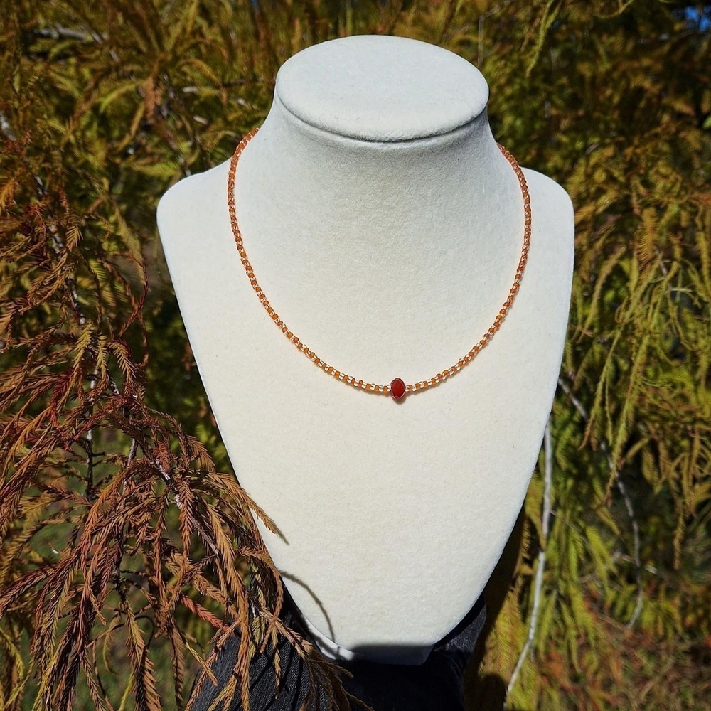 Carnelian, Czech Gass Necklace ~ Artisan Jewelry